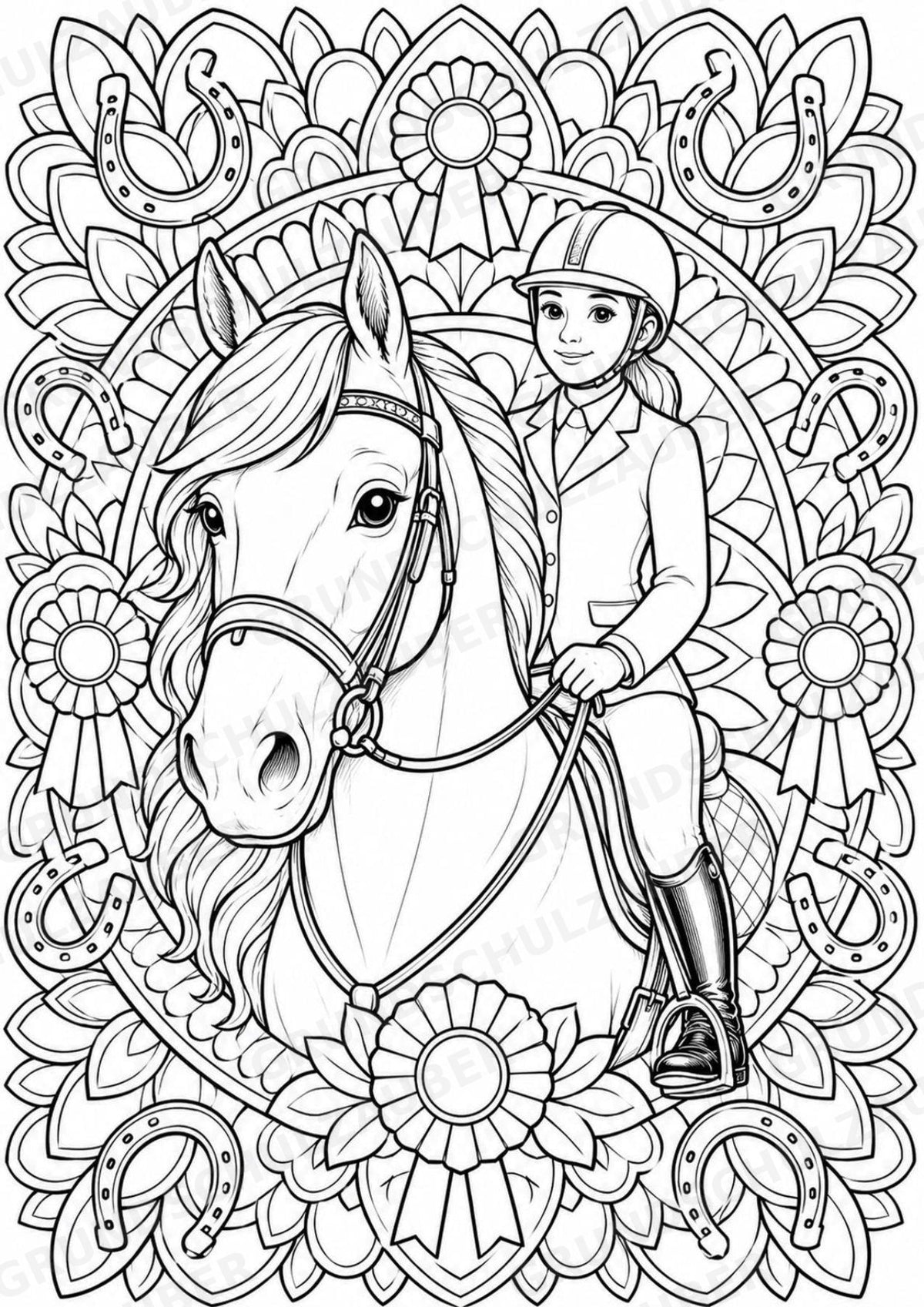 Reitsport Mandalas Ausmalbilder – Sport – 15 Malvorlagen – Materialseite 6