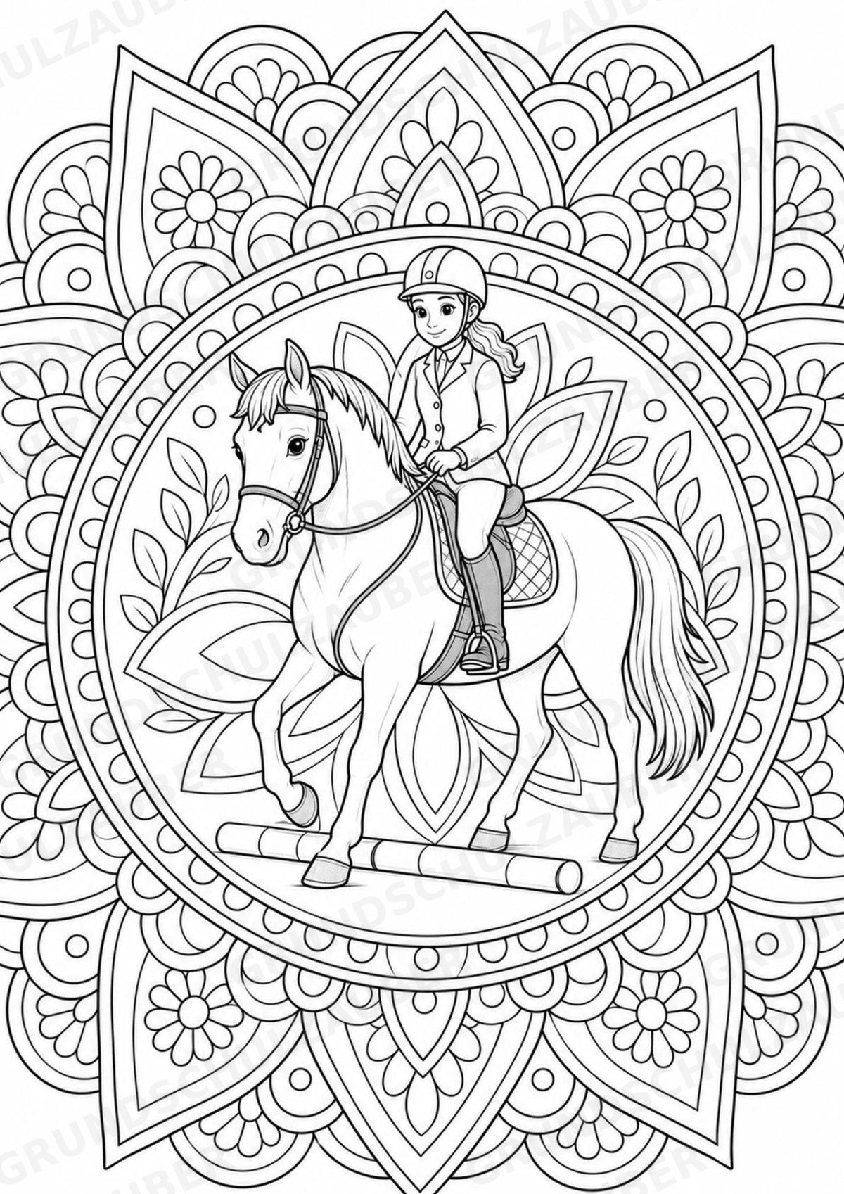 Reitsport Mandalas Ausmalbilder – Sport – 15 Malvorlagen – Materialseite 7
