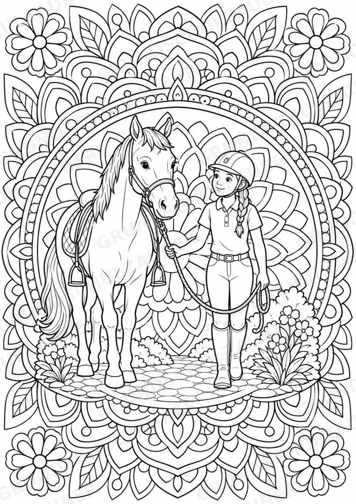 Reitsport Mandalas Ausmalbilder – Sport – 15 Malvorlagen – Materialseite 9