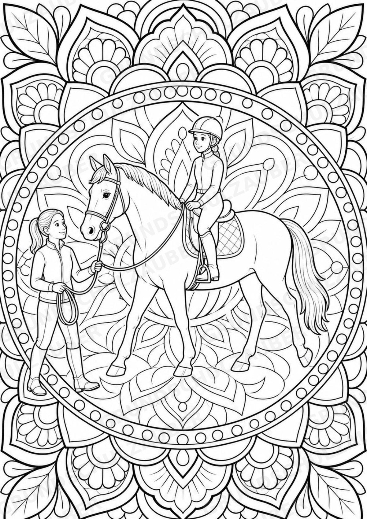 Reitsport Mandalas Ausmalbilder – Sport – 15 Malvorlagen – Materialseite 10