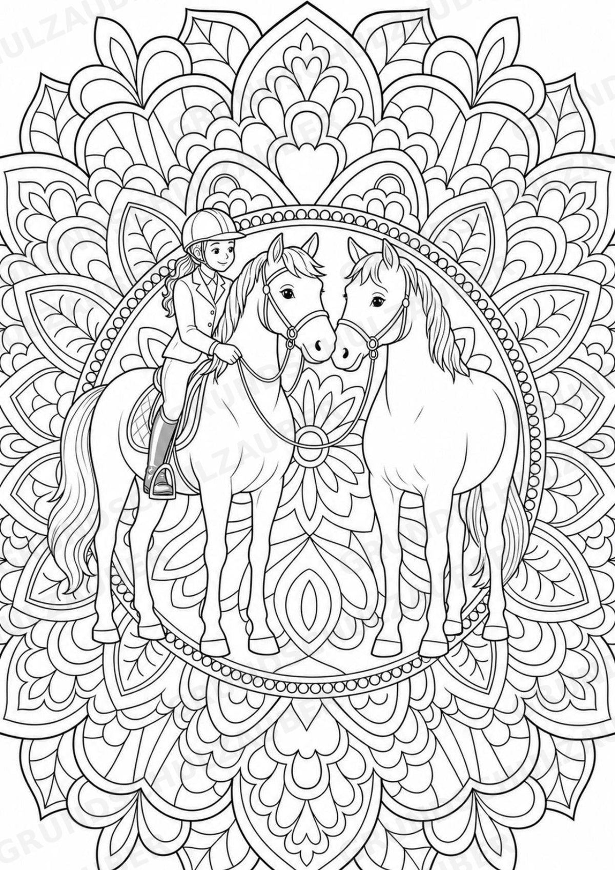 Reitsport Mandalas Ausmalbilder – Sport – 15 Malvorlagen – Materialseite 12