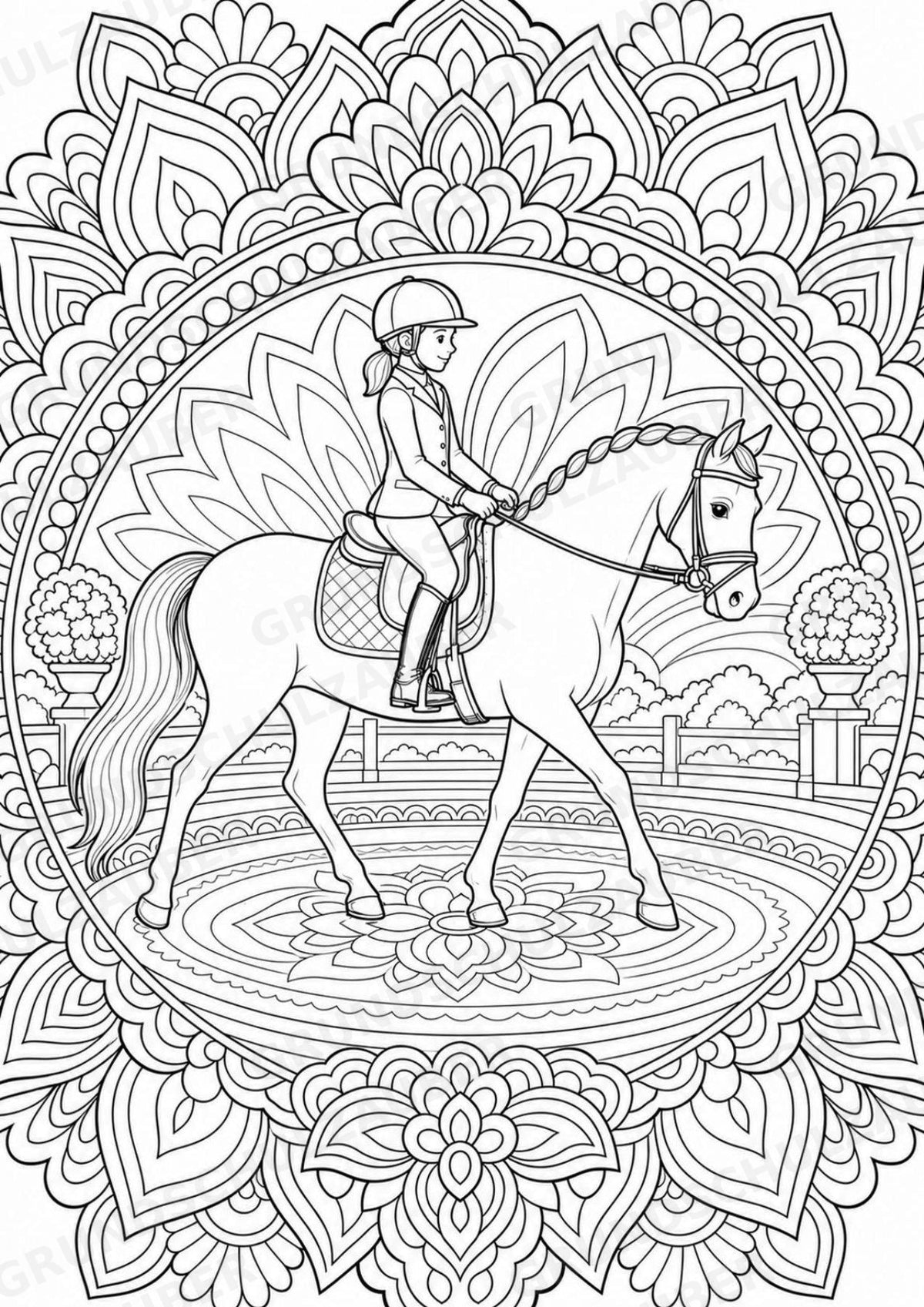 Reitsport Mandalas Ausmalbilder – Sport – 15 Malvorlagen – Materialseite 14