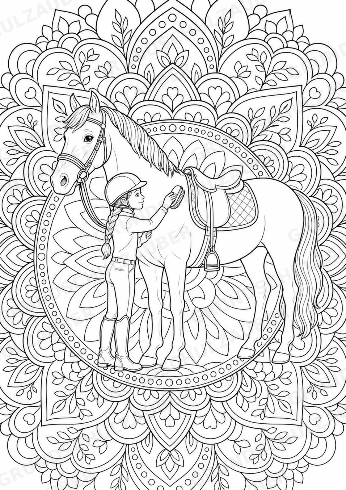 Reitsport Mandalas Ausmalbilder – Sport – 15 Malvorlagen – Materialseite 15