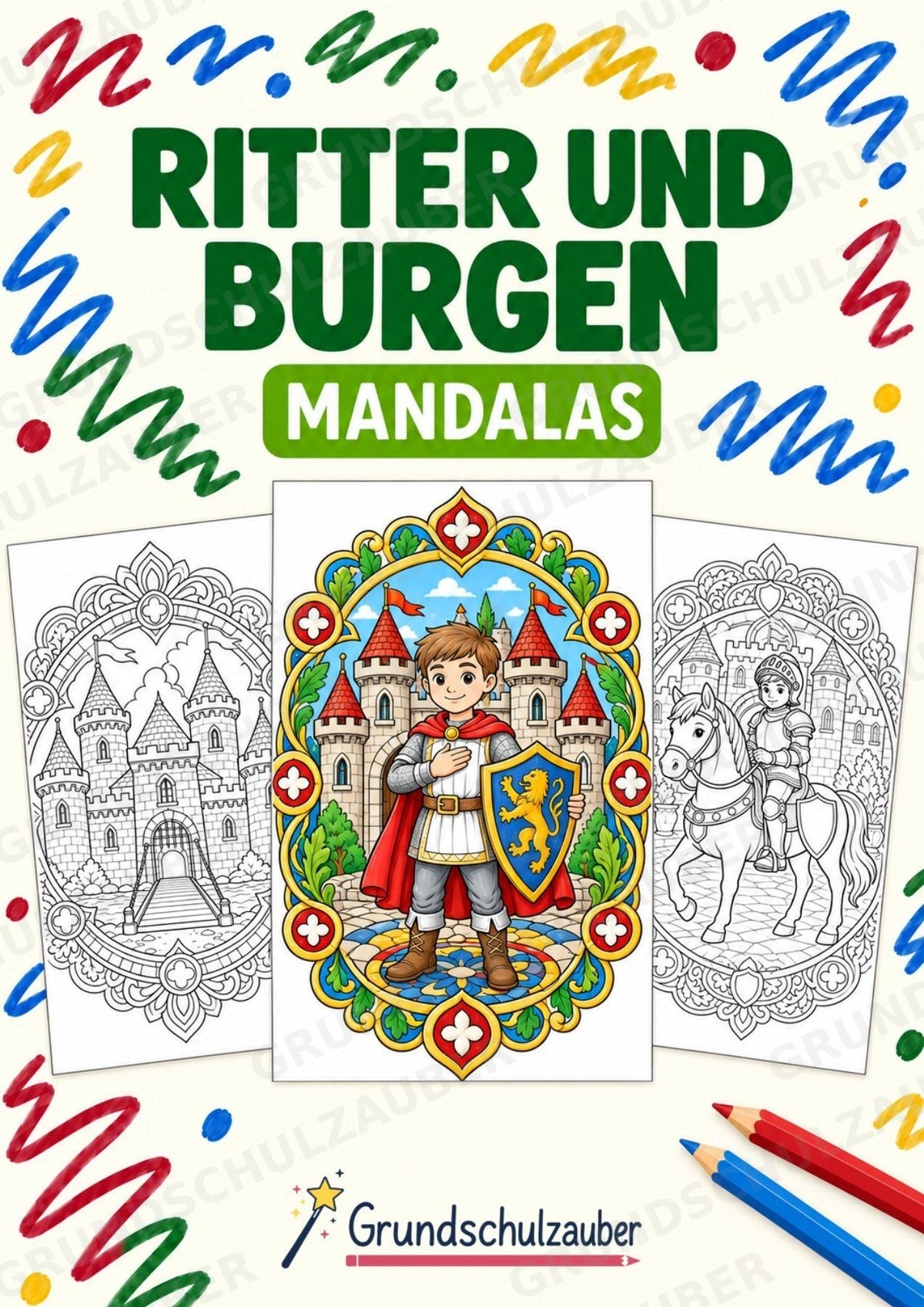 Ritter Burgen Mandalas Ausmalbilder – Geschichte und Kulturen – 15 Malvorlagen – Cover