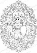 Ritter Burgen Mandalas Ausmalbilder – Geschichte und Kulturen – 15 Malvorlagen – Materialseite 2
