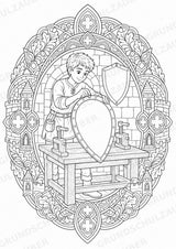 Ritter Burgen Mandalas Ausmalbilder – Geschichte und Kulturen – 15 Malvorlagen – Materialseite 9