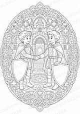 Ritter Burgen Mandalas Ausmalbilder – Geschichte und Kulturen – 15 Malvorlagen – Materialseite 13