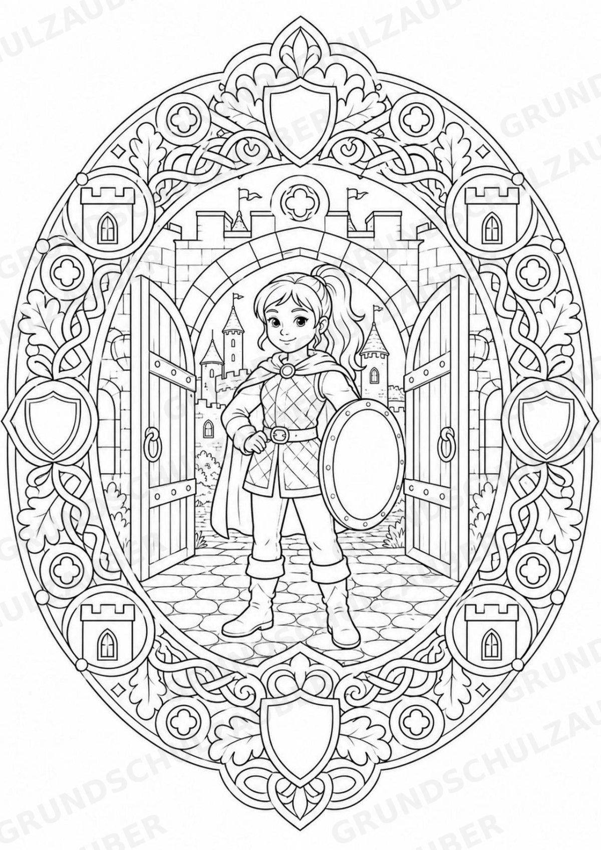 Ritter Burgen Mandalas Ausmalbilder – Geschichte und Kulturen – 15 Malvorlagen – Materialseite 15