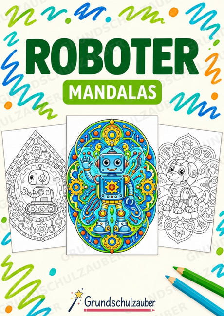 Roboter Mandalas Ausmalbilder – IT – 15 Malvorlagen – Cover