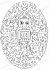 Roboter Mandalas Ausmalbilder – IT – 15 Malvorlagen – Materialseite 2