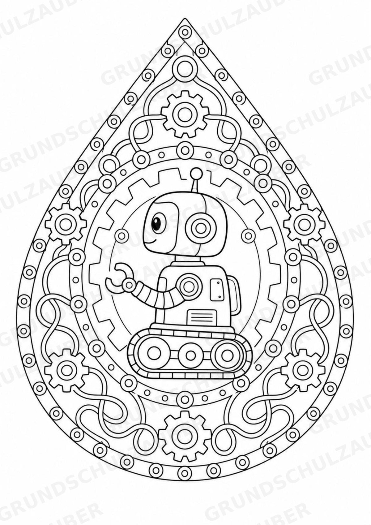 Roboter Mandalas Ausmalbilder – IT – 15 Malvorlagen – Materialseite 3