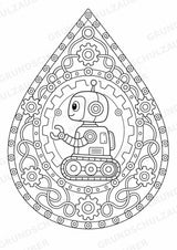 Roboter Mandalas Ausmalbilder – IT – 15 Malvorlagen – Materialseite 3