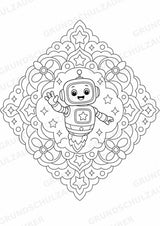 Roboter Mandalas Ausmalbilder – IT – 15 Malvorlagen – Materialseite 5