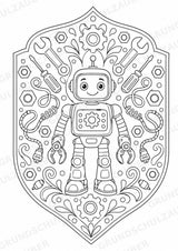 Roboter Mandalas Ausmalbilder – IT – 15 Malvorlagen – Materialseite 6