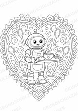 Roboter Mandalas Ausmalbilder – IT – 15 Malvorlagen – Materialseite 8