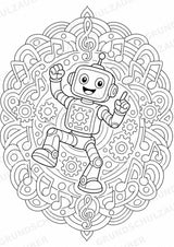 Roboter Mandalas Ausmalbilder – IT – 15 Malvorlagen – Materialseite 10
