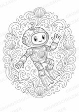 Roboter Mandalas Ausmalbilder – IT – 15 Malvorlagen – Materialseite 12
