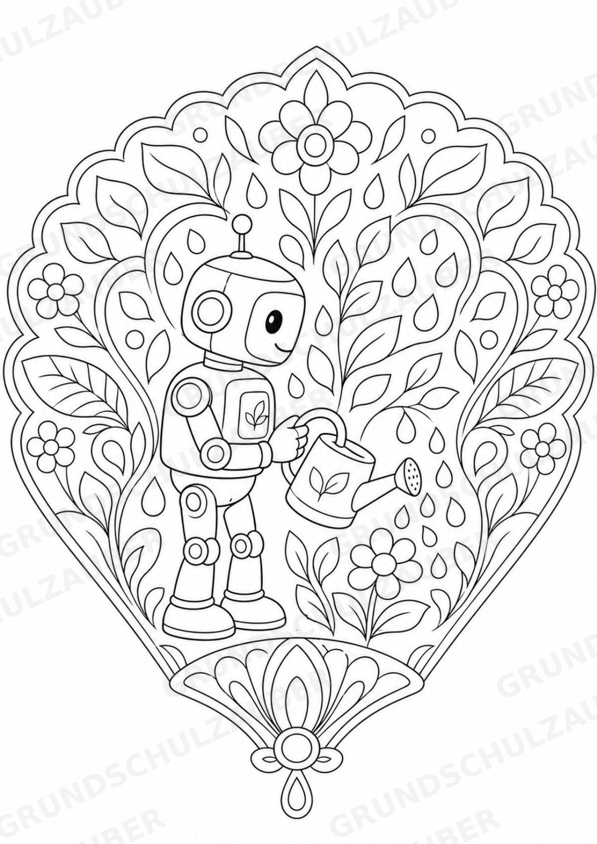 Roboter Mandalas Ausmalbilder – IT – 15 Malvorlagen – Materialseite 13
