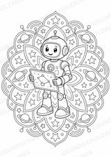 Roboter Mandalas Ausmalbilder – IT – 15 Malvorlagen – Materialseite 14