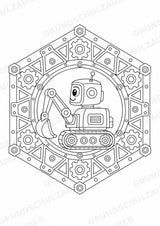 Roboter Mandalas Ausmalbilder – IT – 15 Malvorlagen – Materialseite 15