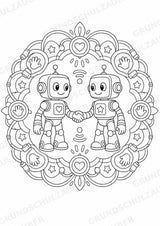 Roboter Mandalas Ausmalbilder – IT – 15 Malvorlagen – Materialseite 16