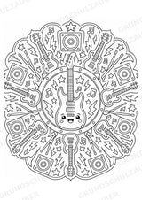 Rock Mandalas Ausmalbilder – Musik – 15 Malvorlagen – Materialseite 2