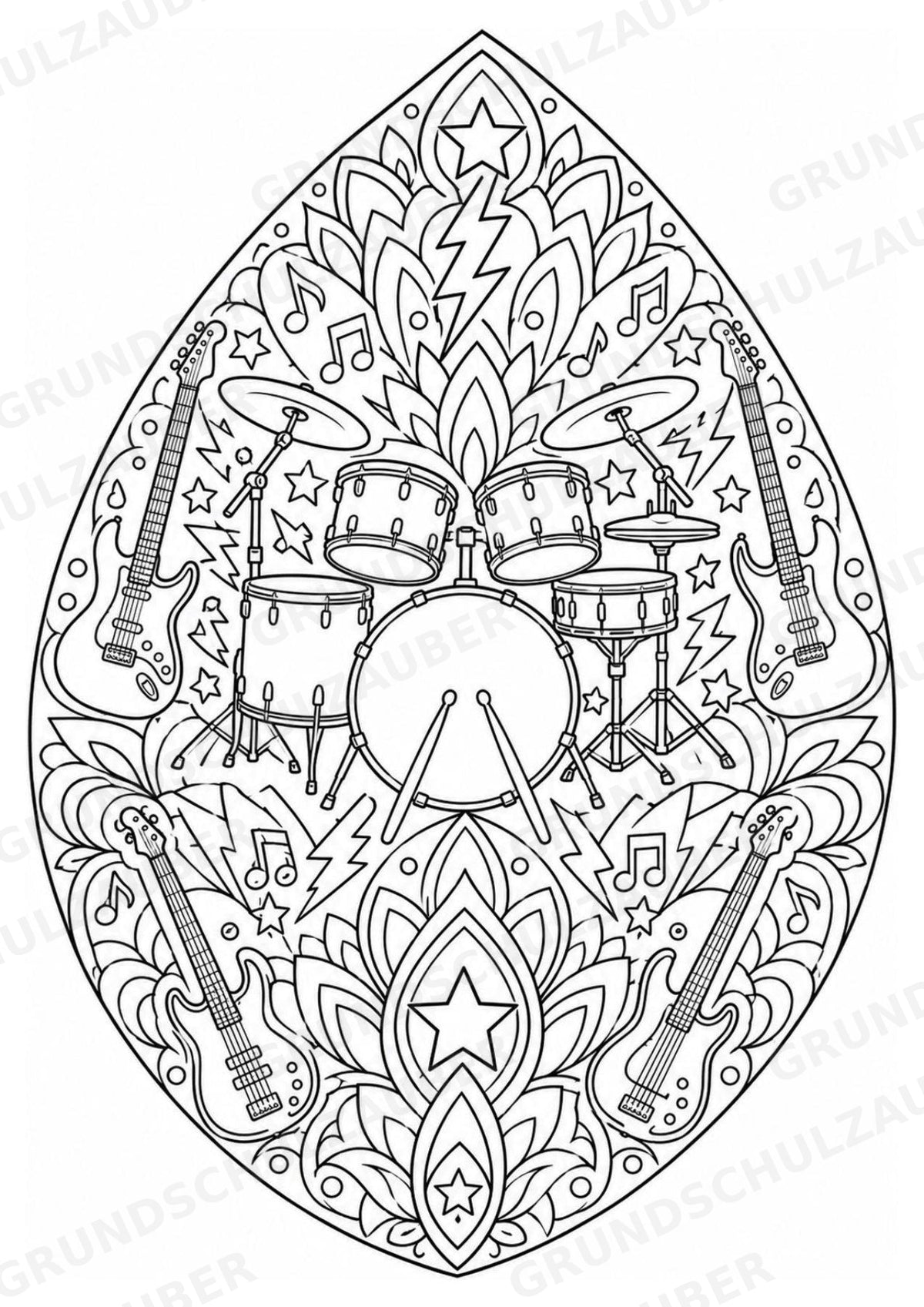 Rock Mandalas Ausmalbilder – Musik – 15 Malvorlagen – Materialseite 5