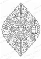 Rock Mandalas Ausmalbilder – Musik – 15 Malvorlagen – Materialseite 8
