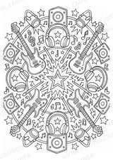 Rock Mandalas Ausmalbilder – Musik – 15 Malvorlagen – Materialseite 9