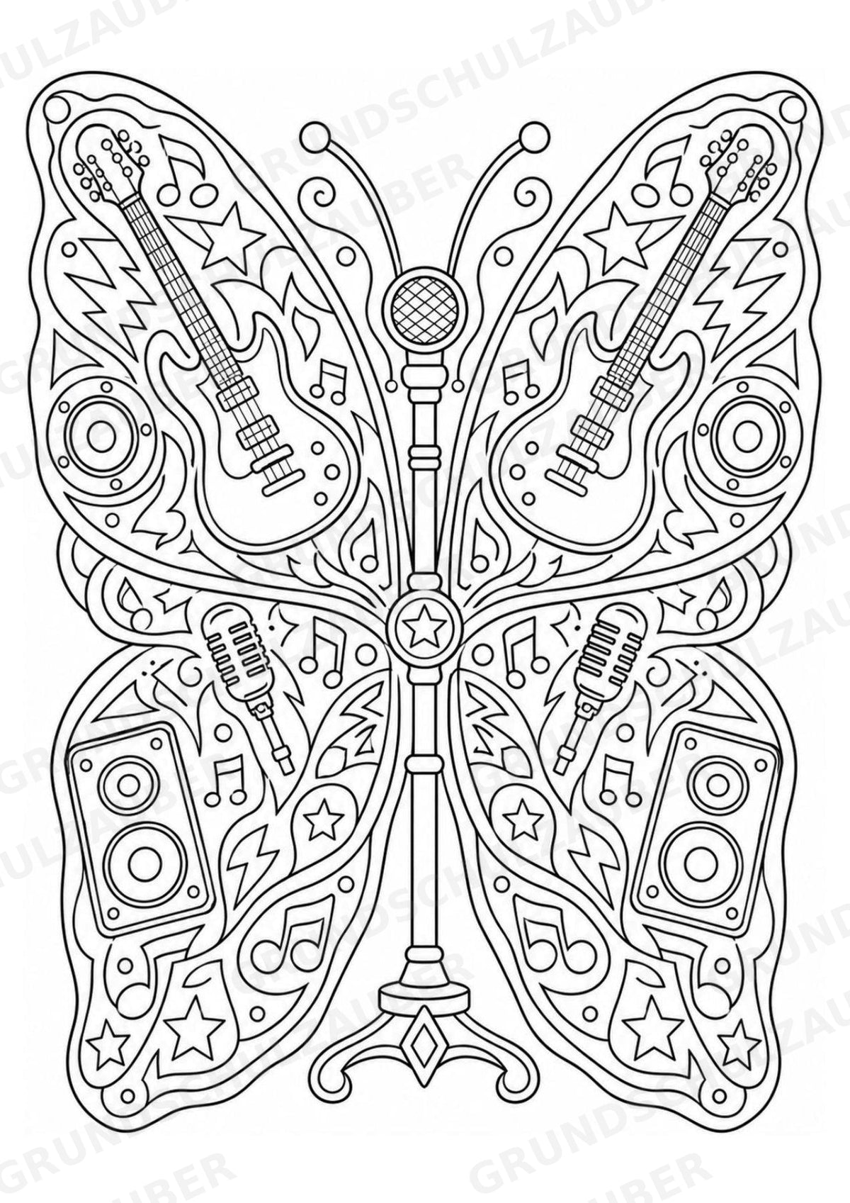 Rock Mandalas Ausmalbilder – Musik – 15 Malvorlagen – Materialseite 13