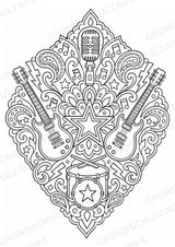 Rock Mandalas Ausmalbilder – Musik – 15 Malvorlagen – Materialseite 15