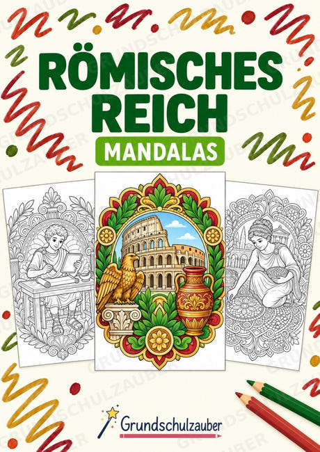 Römisches Reich Mandalas Ausmalbilder – Geschichte und Kulturen – 15 Malvorlagen – Cover