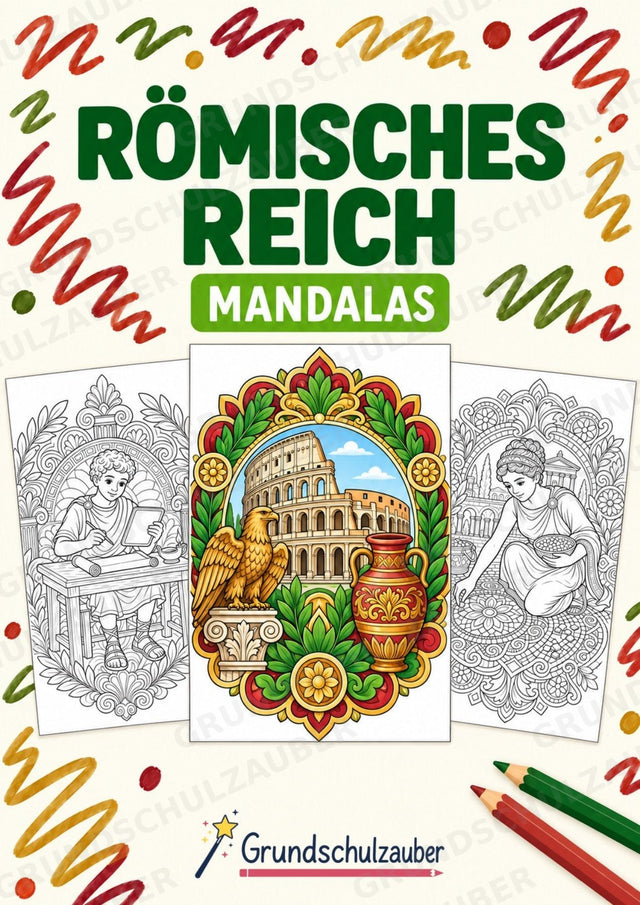 Römisches Reich Mandalas Ausmalbilder – Geschichte und Kulturen – 15 Malvorlagen – Cover