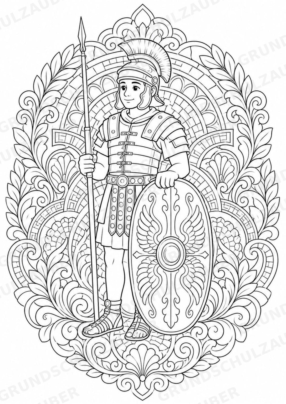 Römisches Reich Mandalas Ausmalbilder – Geschichte und Kulturen – 15 Malvorlagen – Materialseite 7