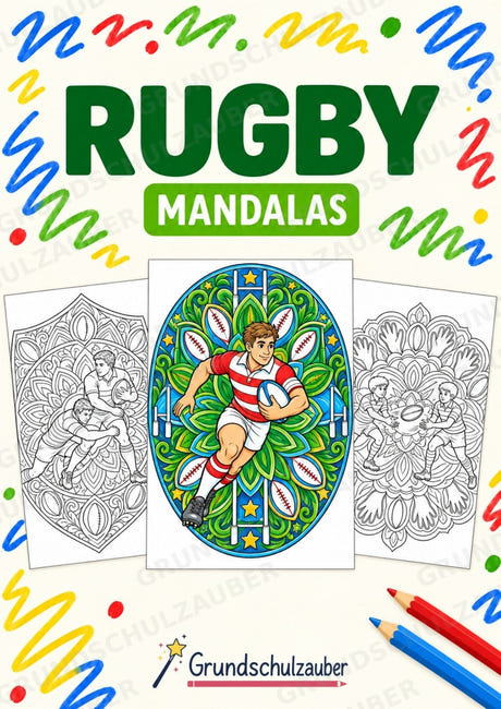 Rugby Mandalas Ausmalbilder – Sport – 15 Malvorlagen – Cover