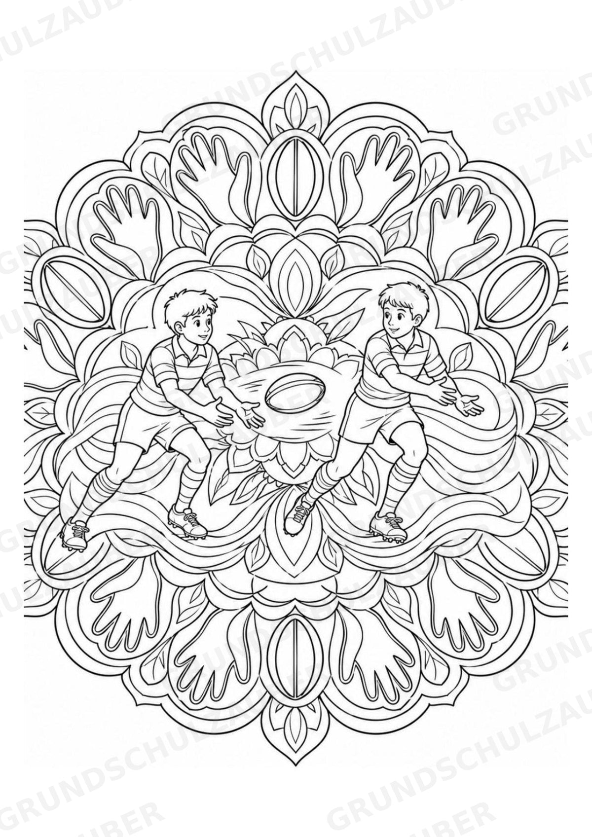 Rugby Mandalas Ausmalbilder – Sport – 15 Malvorlagen – Materialseite 4