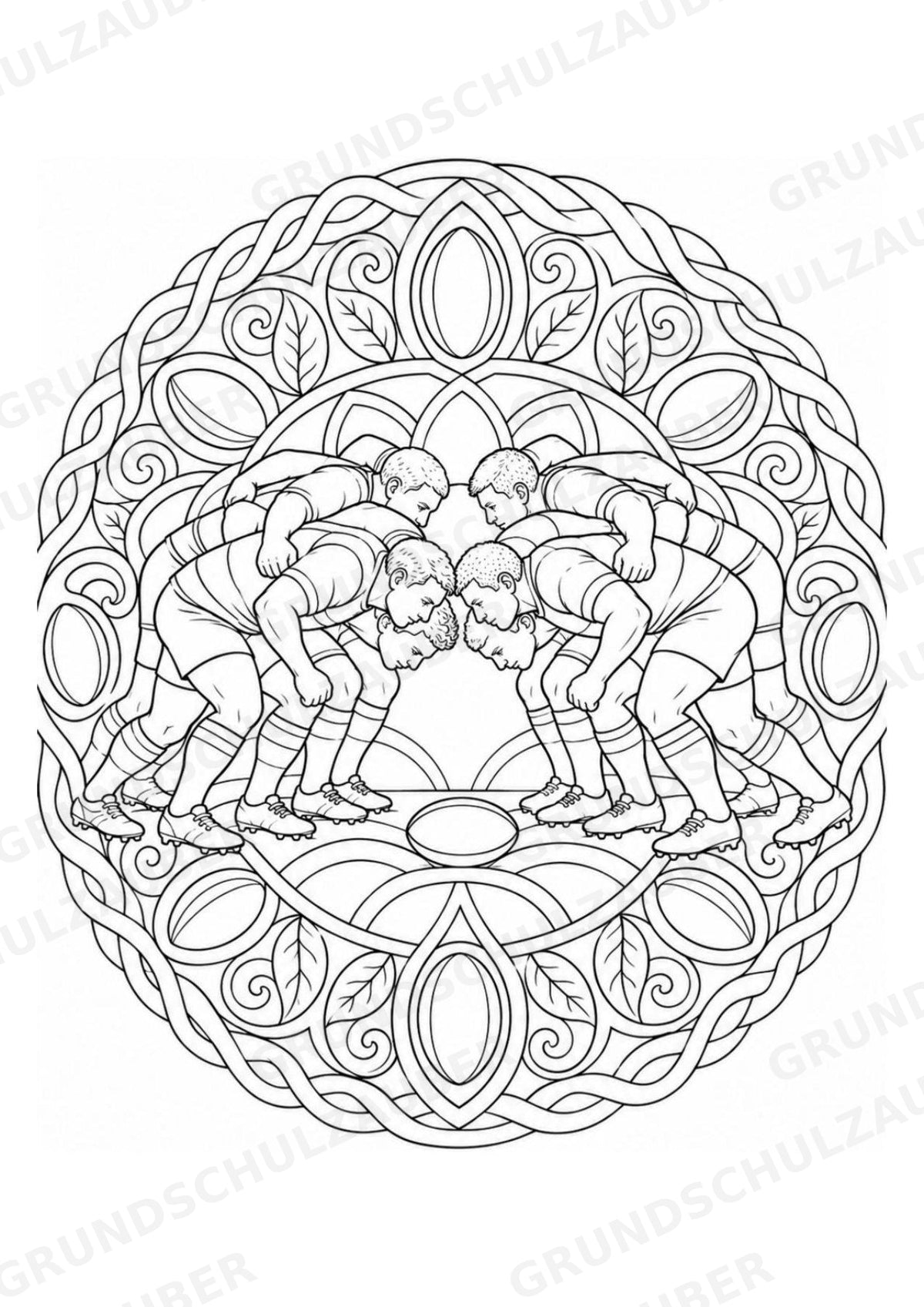 Rugby Mandalas Ausmalbilder – Sport – 15 Malvorlagen – Materialseite 7