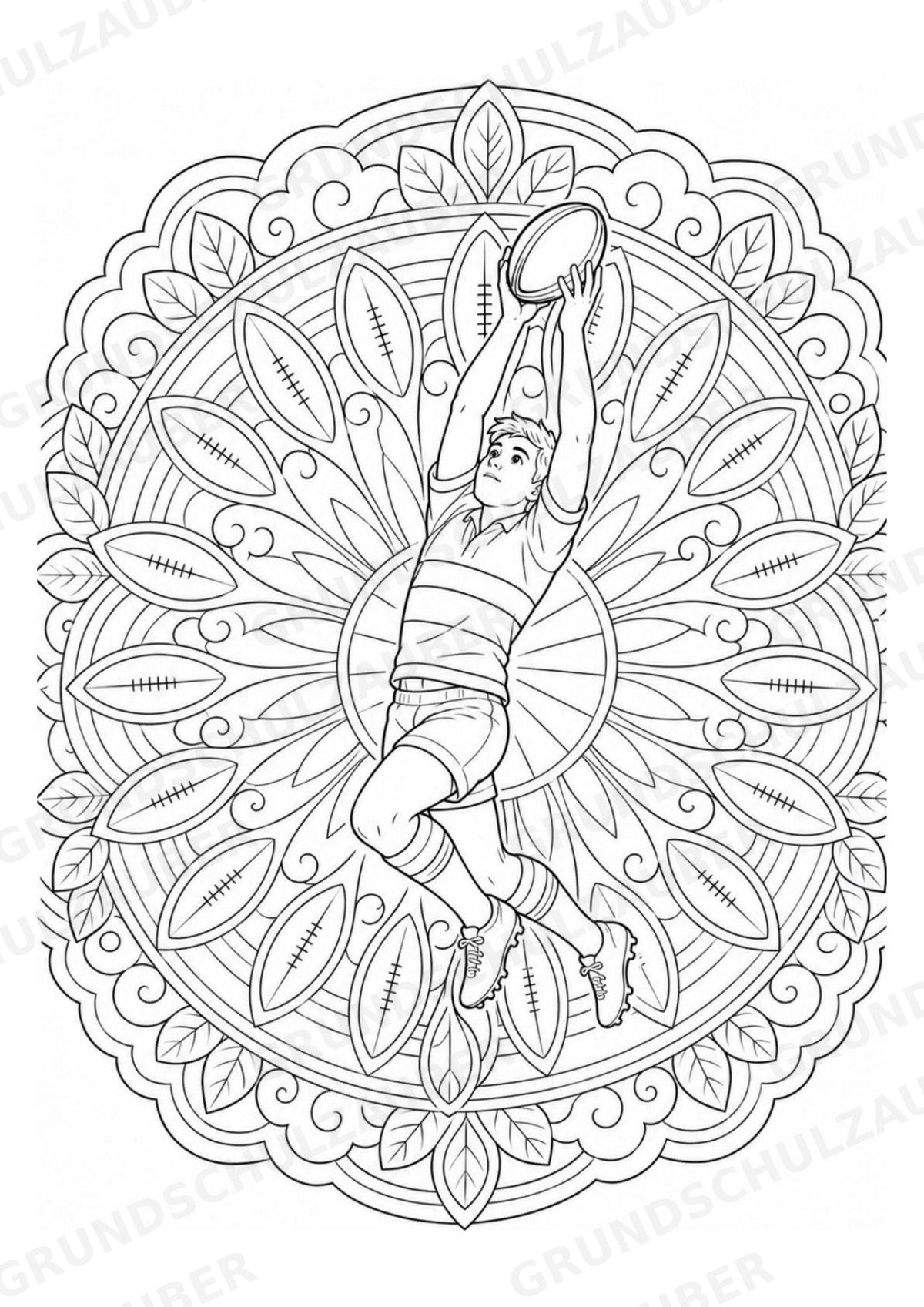 Rugby Mandalas Ausmalbilder – Sport – 15 Malvorlagen – Materialseite 9