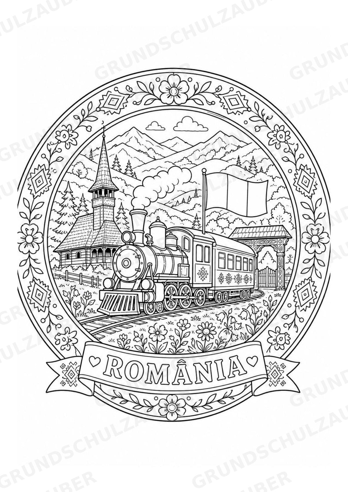 Rumänien Mandalas Ausmalbilder – Länder und Kulturen – 15 Malvorlagen – Materialseite 6
