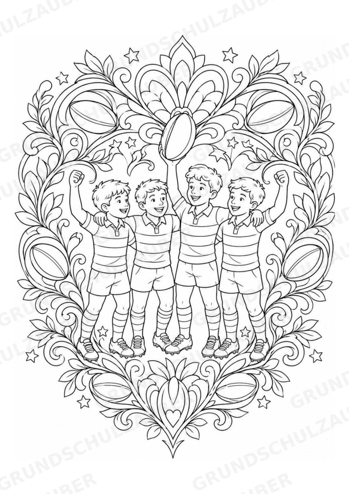 Rugby Mandalas Ausmalbilder – Sport – 15 Malvorlagen – Materialseite 11