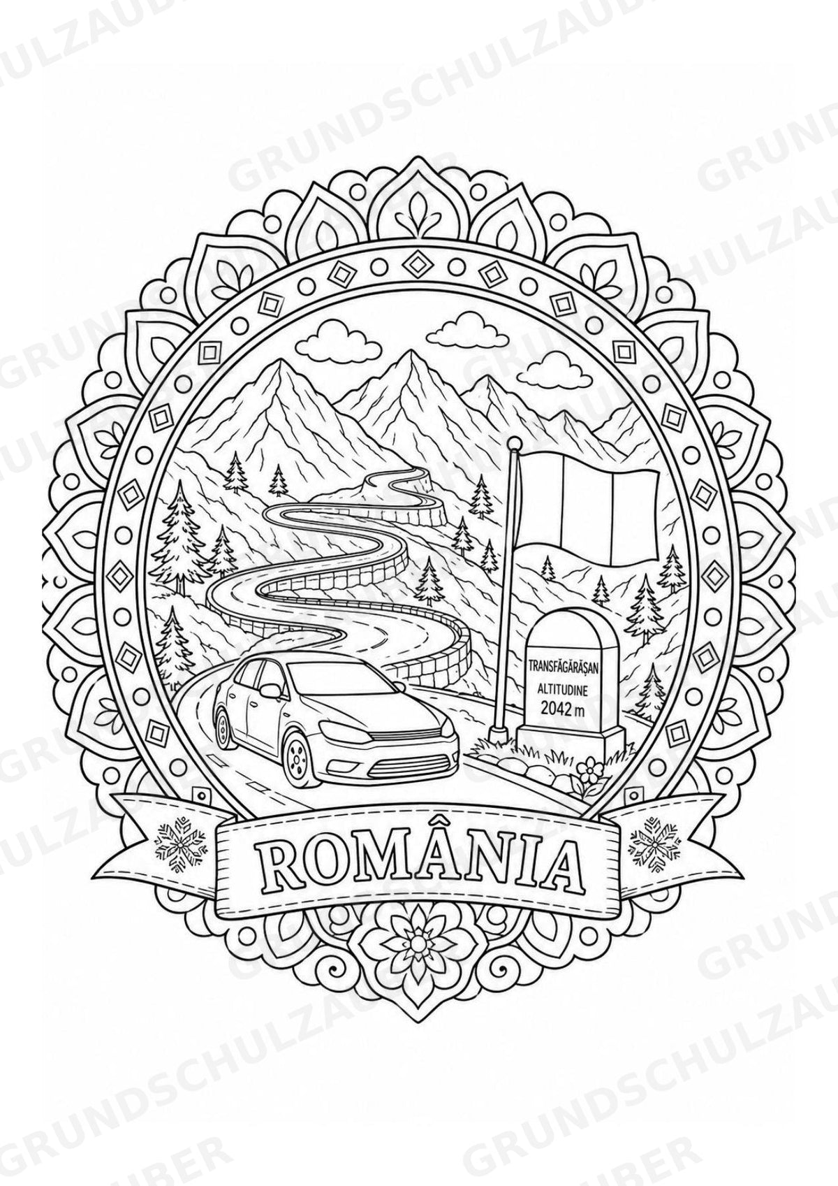 Rumänien Mandalas Ausmalbilder – Länder und Kulturen – 15 Malvorlagen – Materialseite 8
