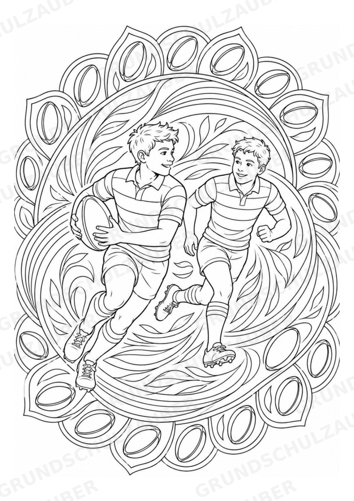 Rugby Mandalas Ausmalbilder – Sport – 15 Malvorlagen – Materialseite 14