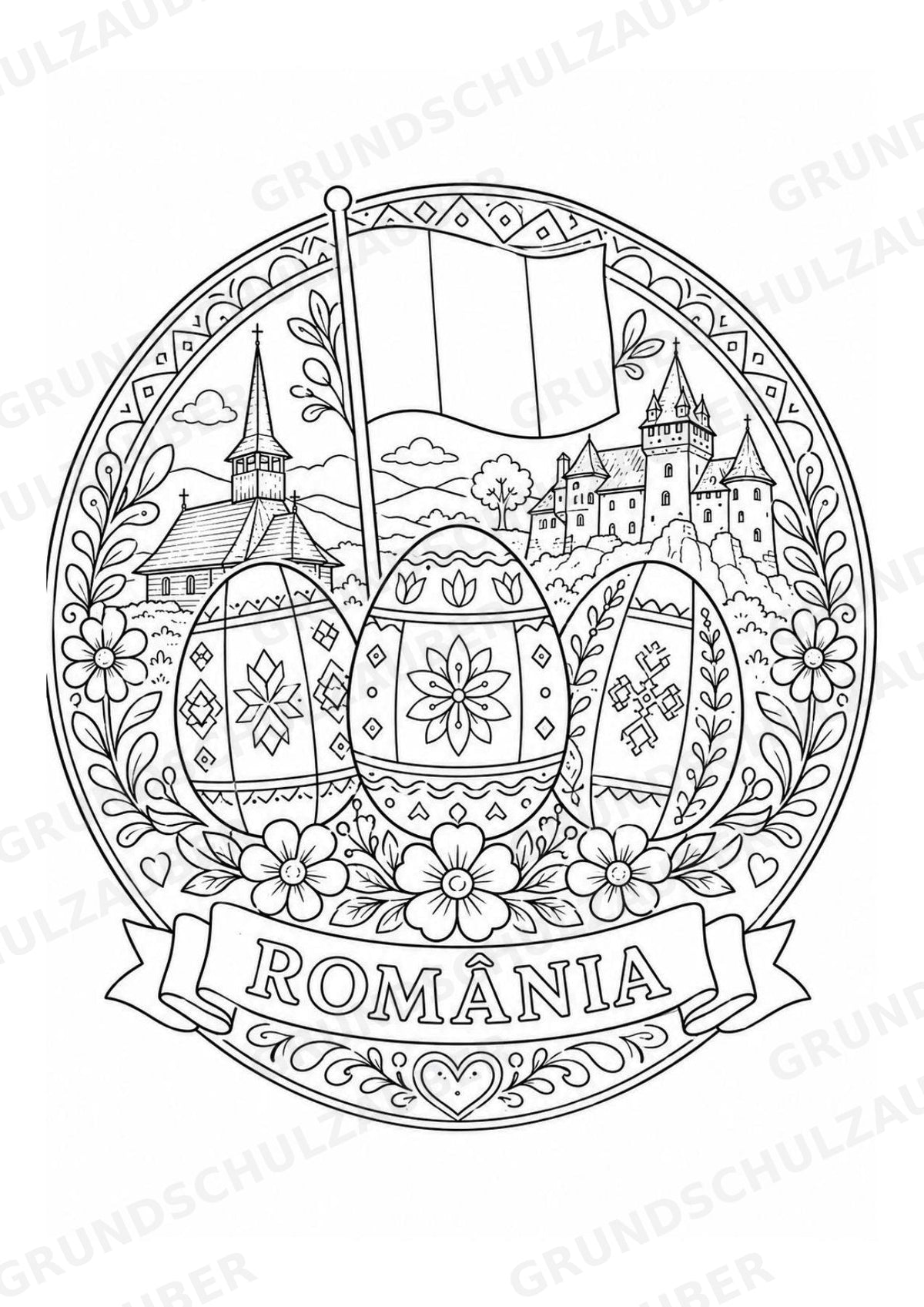 Rumänien Mandalas Ausmalbilder – Länder und Kulturen – 15 Malvorlagen – Materialseite 10