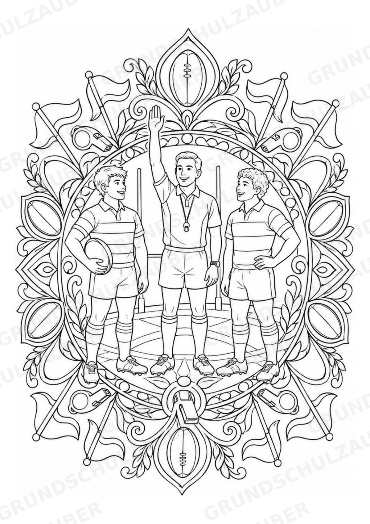 Rugby Mandalas Ausmalbilder – Sport – 15 Malvorlagen – Materialseite 15