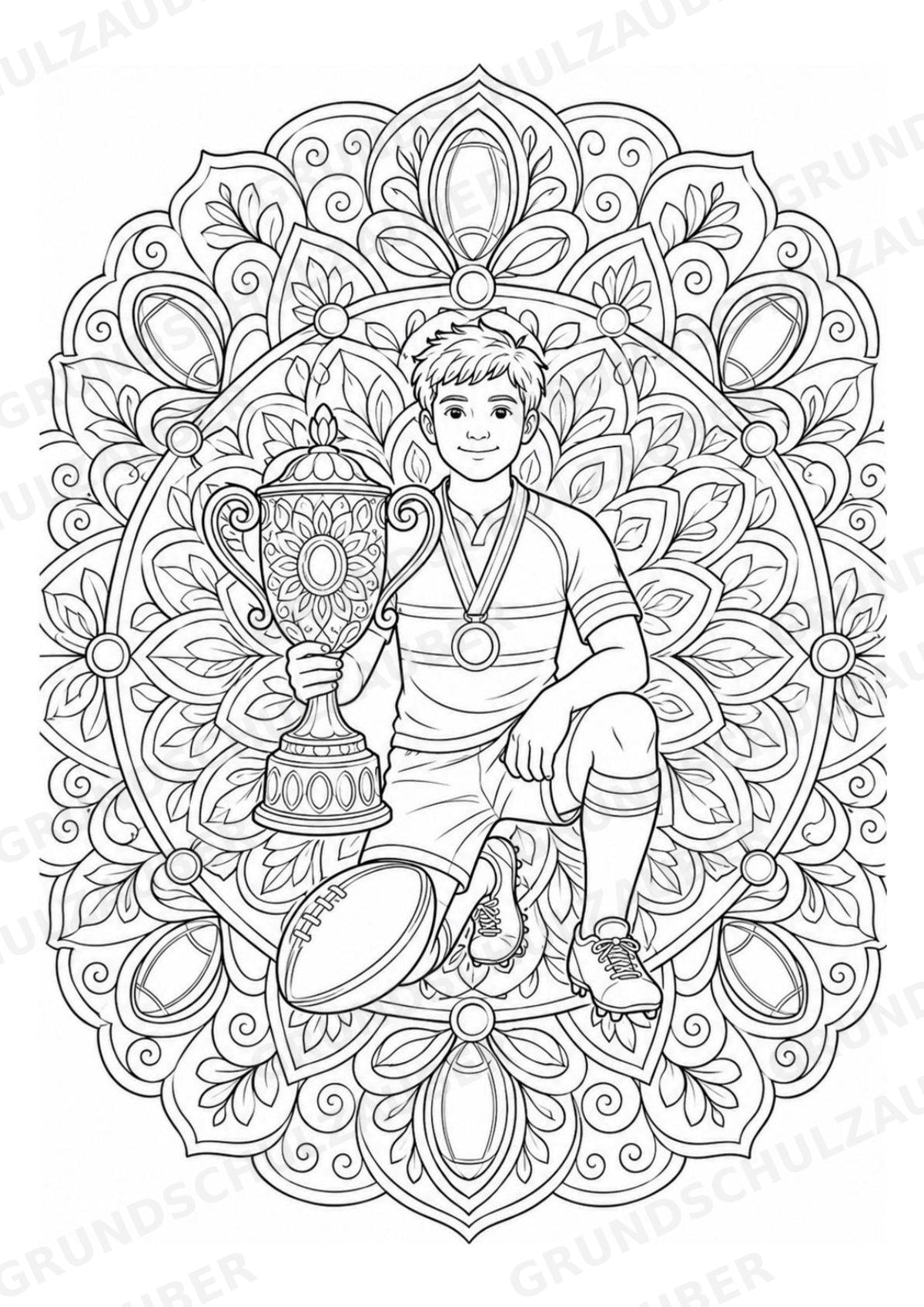Rugby Mandalas Ausmalbilder – Sport – 15 Malvorlagen – Materialseite 16