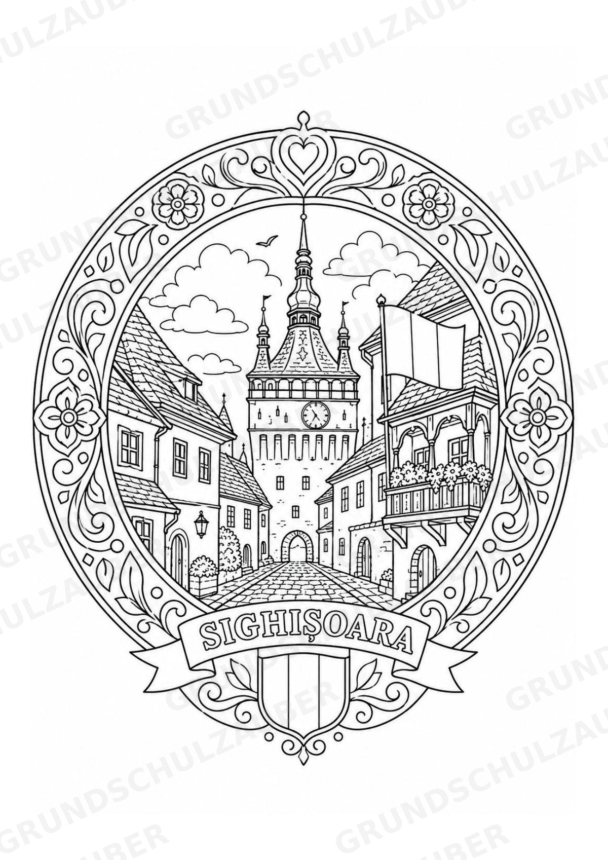 Rumänien Mandalas Ausmalbilder – Länder und Kulturen – 15 Malvorlagen – Materialseite 14