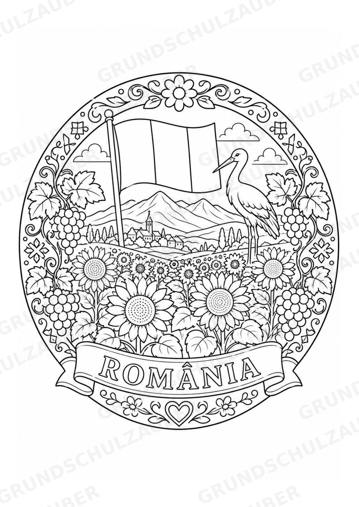 Rumänien Mandalas Ausmalbilder – Länder und Kulturen – 15 Malvorlagen – Materialseite 15