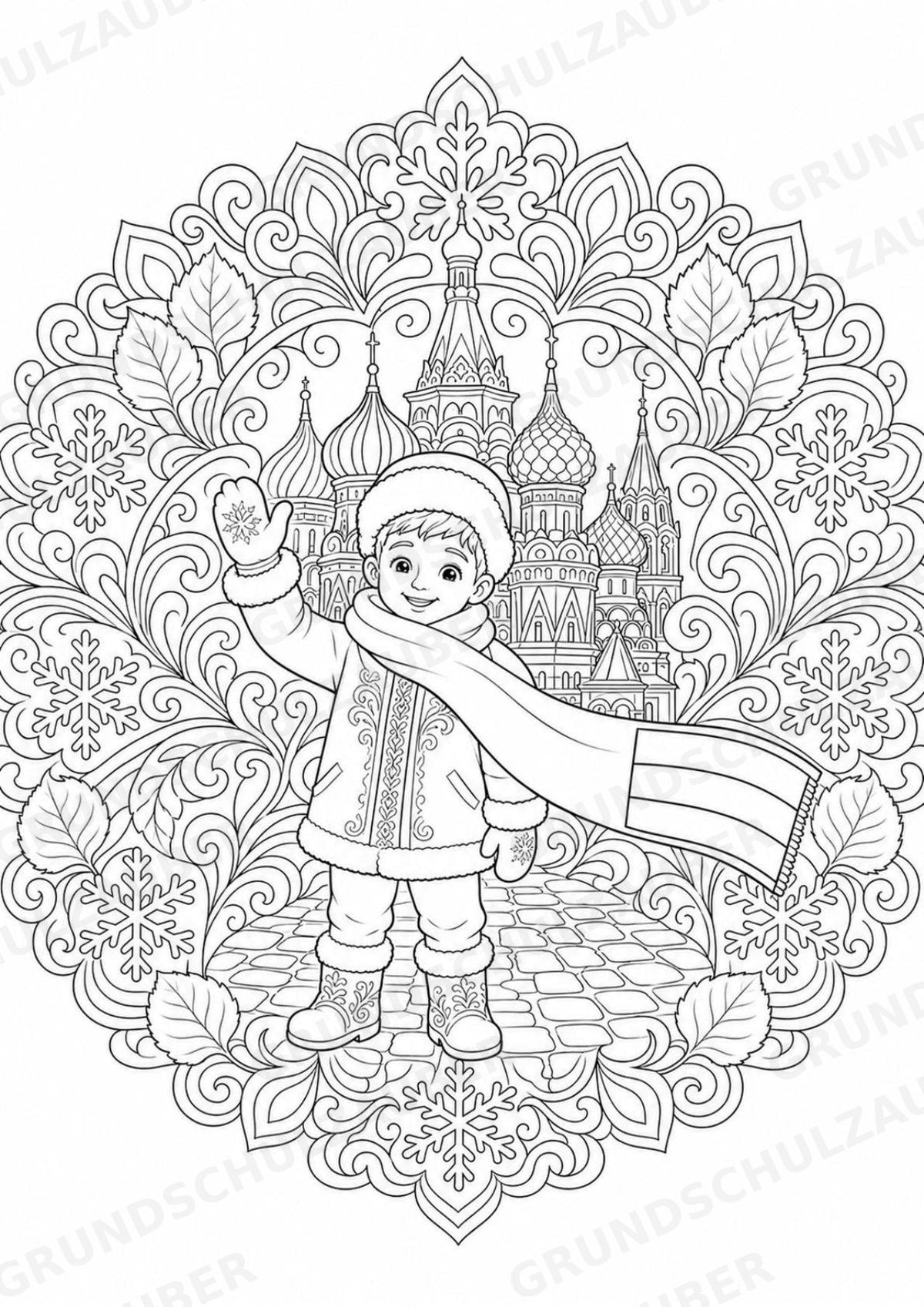 Russland Mandalas Ausmalbilder – Länder und Kulturen – 15 Malvorlagen – Materialseite 2