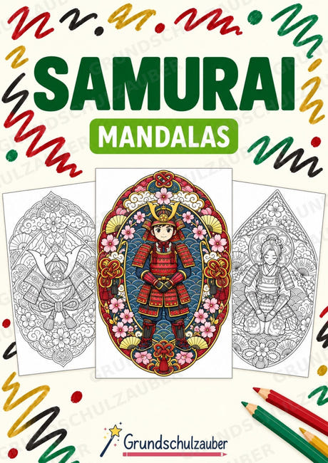 Samurai Mandalas Ausmalbilder – Geschichte – 15 Malvorlagen – Cover