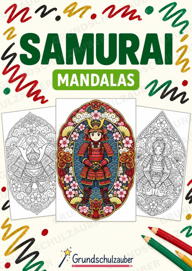Samurai Mandalas Ausmalbilder – Geschichte – 15 Malvorlagen – Cover